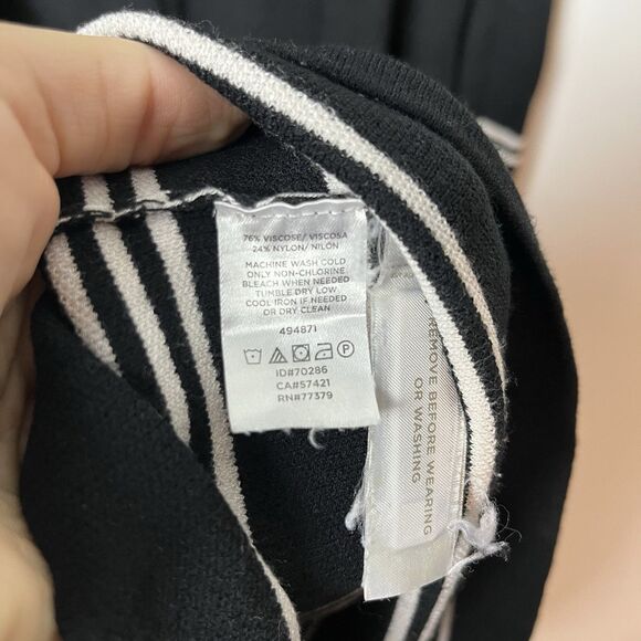 Ann Taylor M Mock Neck Black White Stripes Sweater Dress with Gold Buttons 267 - Picture 5 of 8